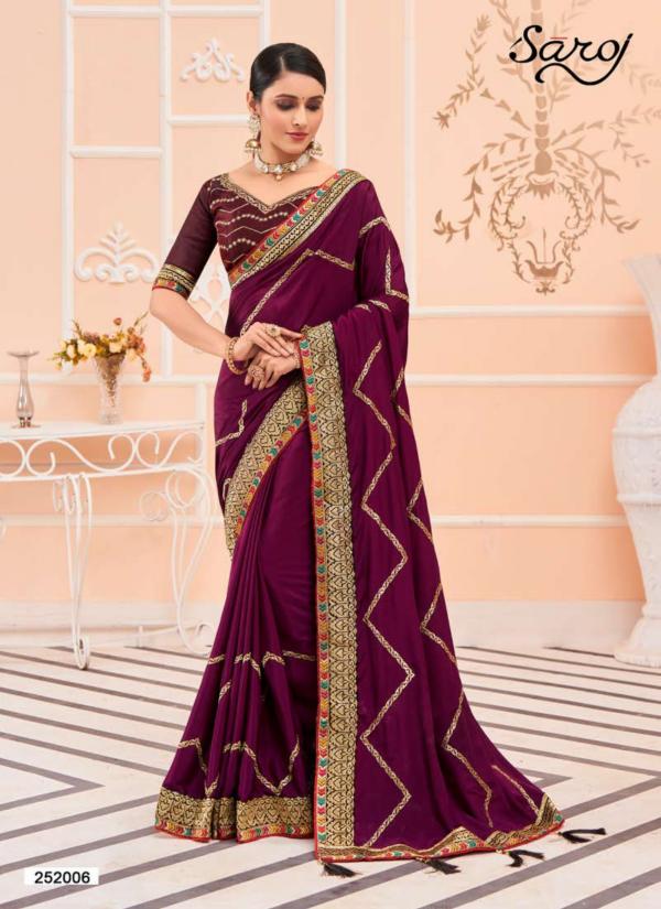 Saroj Cherry Silk Embroidery Designer Saree Collection